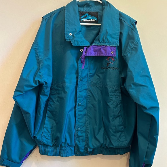 Other - Tri-Mountain Windbreaker Size Large Teal & Purple Jacket Vintage Men’s